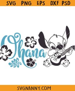 Ohana Lilo and Stitch svg, Stitch guitar svg, floral hibiscus Stitch svg