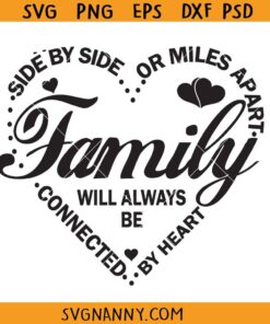 Side By Side or Miles Apart Family Will Always be Connected By Heart svg