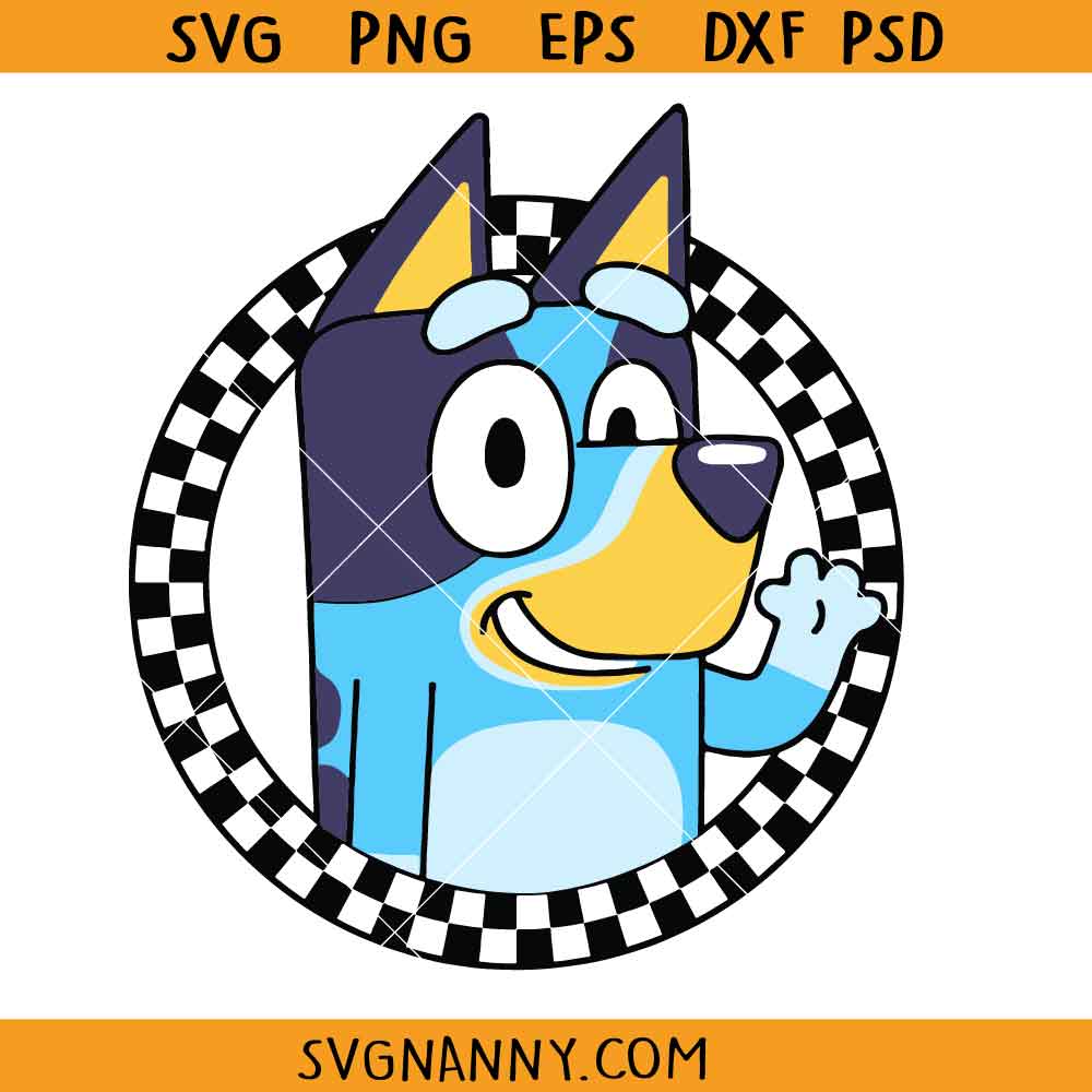 Bluey checkered SVG, Bluey cartoon svg, Bluey characters svg