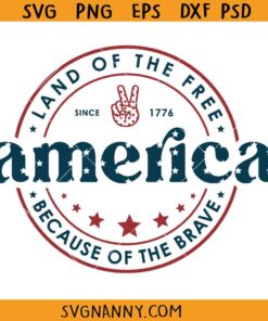 America Land Of The Free Because Of The Brave SVG, 4th of July, American 1776 SVG