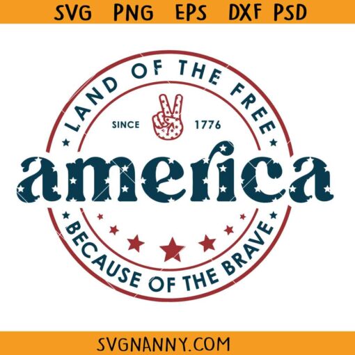 America Land Of The Free Because Of The Brave SVG, 4th of July, American 1776 SVG