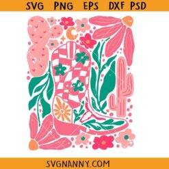 Boho cowgirl boot and flowers svg, Retro Cowgirl SVG, Country Cowgirl Boots SVG, Floral Boots Svg, Boho Design Svg, Floral Cowgirl svg