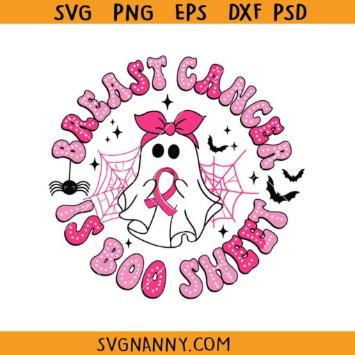 Breast Cancer is Boo Sheet SVG, Halloween Breast Cancer Svg Png Dxf Eps Files