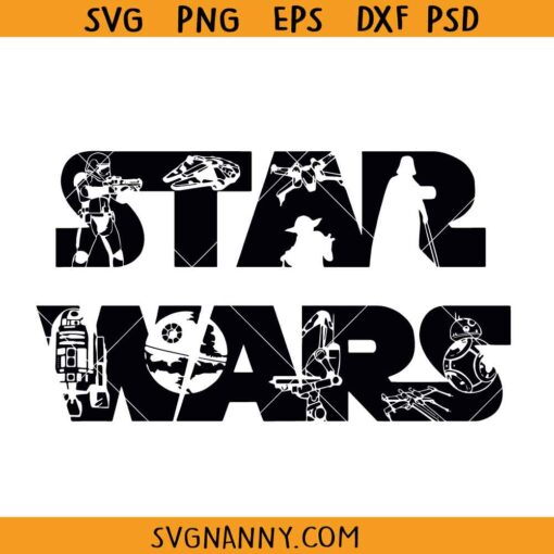 Classic Star Wars Logo with Characters svg, Star Wars Logo Svg, Star Wars Character Svg, Movies Logo Svg, Star Wars Svg, Star Wars Movies Svg