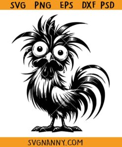 Crazy Chicken cartoon svg, Funny Chicken SVG, Mad Chicken Silhouette SVG, Chicken Svg, Crazy Chicken Lady SVG, Funny Animal Svg
