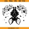 Cute hanging bat svg, Hanging Bat Svg, cute bat svg, bat shirt svg, Floral bat svg
