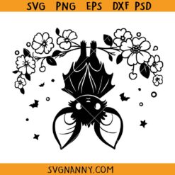 Cute hanging bat svg, Hanging Bat Svg, cute bat svg, bat shirt svg, Floral bat svg