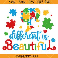 Different is Beautiful Barbie Autism Awareness SVG, Autism quote svg, Barbie Autism awareness svg, Autism svg, autism love svg, autism Awareness svg