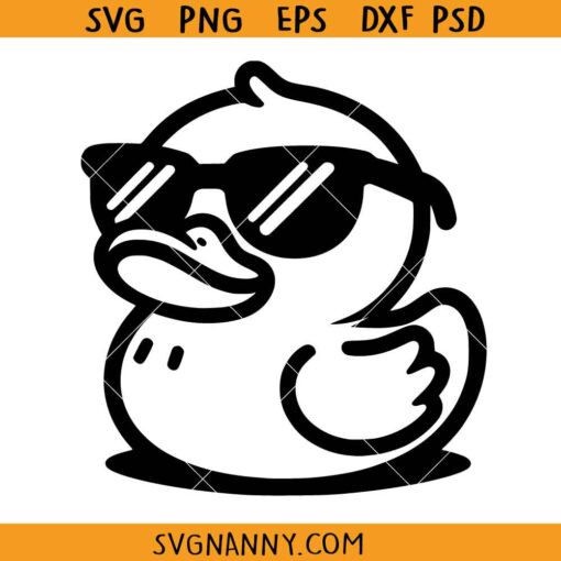 Duck with sunglasses SVG, Rubber Duck Clipart SVG, Bath Duck Silhouette SVG, Bath Duck Svg, Cruise Duck Svg