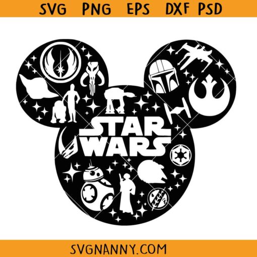 Galaxy Wars Collage Mouse svg, Superhero Collage Mouse SVG, Mouse Star Wars SVG, Galaxy Wars Collage SVG