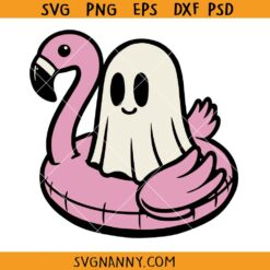 Ghost on pool SVG, Funny Ghost Flamingo Float SVG, Ghost Halloween Pool Party SVG