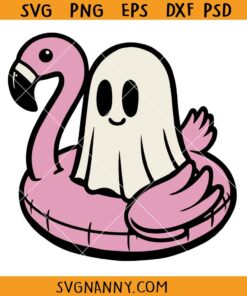 Ghost on pool SVG, Funny Ghost Flamingo Float SVG, Ghost Halloween Pool Party SVG