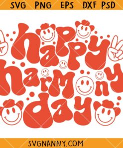 Happy Harmony SVG, Retro Wavy Letters SVG, Living in Harmony Svg, , Harmony Day Svg, Trendy Orange Happy Face Svg, Harmony Day 2024 Svg   