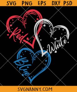 Heart 4th of July Red white blue SVG, Red white blue Svg, Memorial Day svg,  July 4th SVG, 4th Of July décor SVG,4th of July Svg, Independence Day Svg, Patriotic Svg, 4th of July Shirt Svg