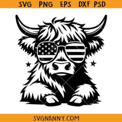 Highland cow with flag sunglasses svg, American Cow SVG, Funny July 4th SVG, 4th Of July décor SVG,4th of July Svg, Independence Day Svg, Patriotic Svg, 4th of July Shirt Svg