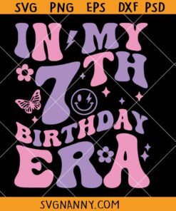 In my 7th Birthday retro groovy SVG, Retro 7th Birthday SVG, Seven Years Birthday Svg, Birthday Gift Svg, Birthday Girl SVG