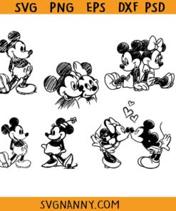 Mickey Minnie Sketch SVG Bundle, Mickey Minnie Sketch SVG, Disney Family SVG, Disney Characters SVG