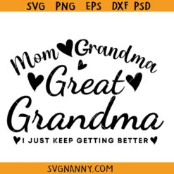 Mom Grandma Great Grandma SVG, Mom Life svg, Great Grandma SVG, Grandma SVG, Grandma Gift SVG, Grandma Saying Svg, Funny Grandma shirt Svg, Grammy SVG