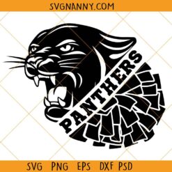 Panthers Cheer leader SVG, Panthers Cheer Svg, Panthers Black Cheer Pom Pom Svg, Cheerleading Panthers Svg, Go Panthers Svg