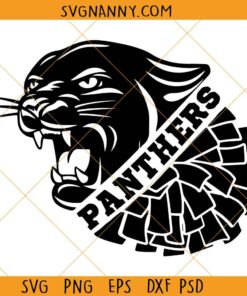 Panthers Cheer leader SVG, Panthers Cheer Svg, Panthers Black Cheer Pom Pom Svg, Cheerleading Panthers Svg, Go Panthers Svg