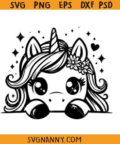 Peeking cute unicorn SVG, Unicorn Clip Art SVG, Unicorn kawaii SVG, Unicorn svg, Peeking Unicorn SVG, Unicorn Shirt SVG