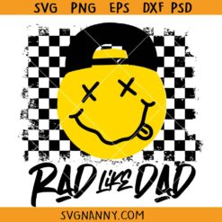 Rad like dad SVG, Checkered background smiley SVG, Father's Day Svg, Funny Dad Svg, Dad Life Svg, Father And Son Svg