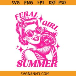 Retro Feral Girl Summer SVG, Opossum Svg, Funny Raccoon Svg, Raccoon Summer SVG