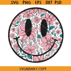Retro happy smiley flowers SVG, Retro Floral Smiley SVG, Retro Happy Face svg, hippie svg, Groovy Smiley SVG, Happy Face Clipart SVG