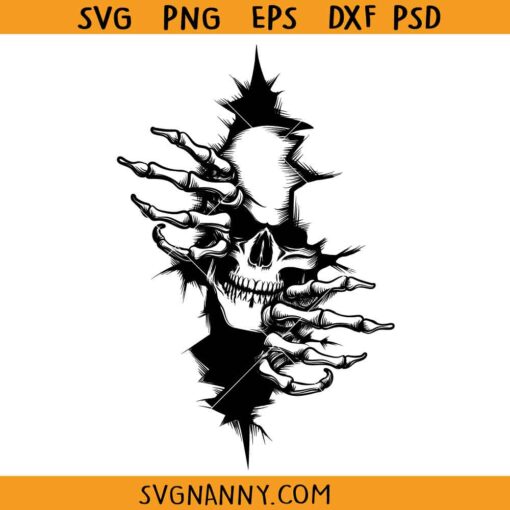 Skull in the wall svg, Skull Through The Wall Svg, Skull SVG, Cool Skull Svg, Skeleton Svg, Halloween Skull SVG