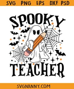 Spooky Teacher Halloween SVG, Spooky Teacher pencil SVG, Teacher Halloween SVG