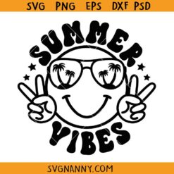 Summer Vibes retro smiley SVG, Summer Vibes retro smiley Smiley face SVG, Smiley Face Svg, Retro Summer Svg, Retro Summer Vibes svg, Summer Shirt svg