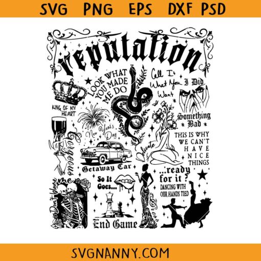 Swiftie Tracklist reputation svg, Reputation Tracklist Taylor Swift Tour SVG, Songs Of Taylor Swift SVG, Taylor Swift Singer SVG, reputation SVG, reputation Album SVG