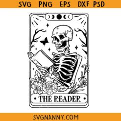 The reader Tarot card skeleton svg, The Reader Tarot Card Svg, Skeleton Reading Svg, Booktrovert Svg