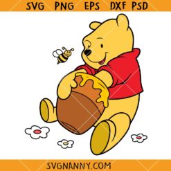 Winnie the Pooh eating honey SVG, Winnie the Pooh svg, Winnie eating honey SVG, Winnie and friends PNG