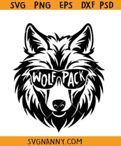 Wolf pack sunglasses svg, Wolf Pack Svg, Wolf Head svg, Wolf with sunglasses svg