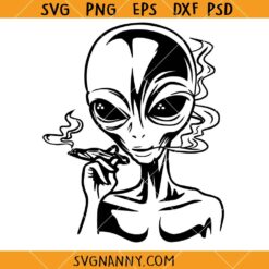 Alien Smoking a Joint SVG, Alien Smoking Weed Svg, High as the Moon svg    