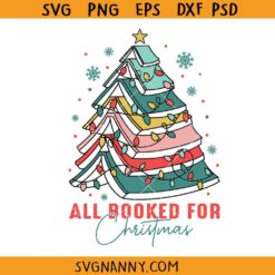 All booked for Christmas SVG, Christmas Book Tree Svg, Christmas Svg, Christmas Book Design SVG  