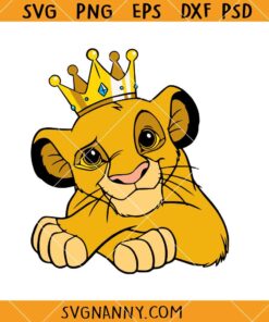 Baby Simba with crown SVG, Simba Crown Svg, Lion King Svg, Hakuna Matata Svg, Kawaii Svg   