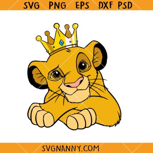 Baby Simba with crown SVG, Simba Crown Svg, Lion King Svg, Hakuna Matata Svg, Kawaii Svg   