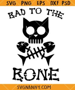 Bad to the bone cat SVG, Cat Skull Fish Bone SVG, Vintage Skeleton Cat SVG