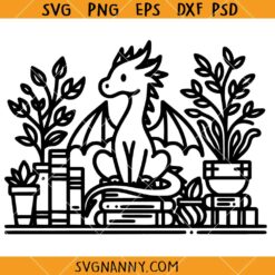 Bookshelf dragon SVG, Gift for Bookworms SVG, Fantasy Readers SVG, Dragon Reader Svg, Cute Dragon Svg
