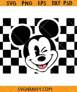 Checkered Mickey winking SVG, Mickey Mouse svg, Winking Mickey svg, Disneyland SVG