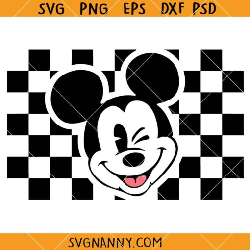 Checkered Mickey winking SVG, Mickey Mouse svg, Winking Mickey svg, Disneyland SVG