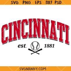Cincinnati Reds college font SVG, Baseball SVG, college font SVG, Cincinnati varsity font SVG, Cincinnati est 1881 SVG