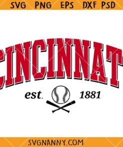 Cincinnati Reds college font SVG, Baseball SVG, college font SVG, Cincinnati varsity font SVG, Cincinnati est 1881 SVG