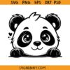 Cute Panda peeking SVG, panda head svg, Panda monogram svg, Panda Silhouette SVG