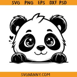 Cute Panda peeking SVG, panda head svg, Panda monogram svg, Panda Silhouette SVG