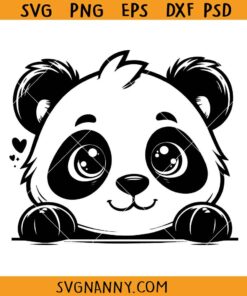 Cute Panda peeking SVG, panda head svg, Panda monogram svg, Panda Silhouette SVG