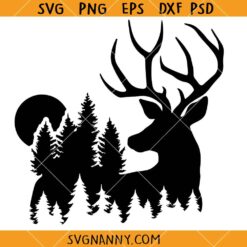 Deer forest scene SVG, Wildlife Nature Scene svg, Outdoors Scene svg, Deer Family svg     