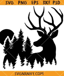 Deer forest scene SVG, Wildlife Nature Scene svg, Outdoors Scene svg, Deer Family svg     